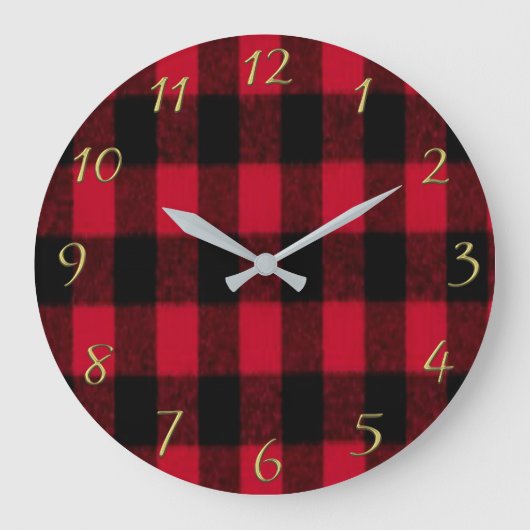 Grande Horloge Ronde Flannel Buffalo Plaid Red lumberjack texture 1 (Recto)