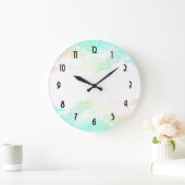 Grande Horloge Ronde Flèches Abstraites vert et bleu (Maison)