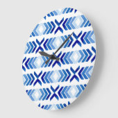Grande Horloge Ronde Flèches bleu Rhombus Motif aquarelle (Angle)