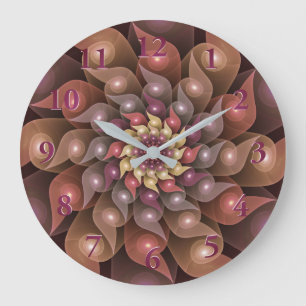 Grande Horloge Ronde Fleur brillante surréaliste Art Abstrait fractal m