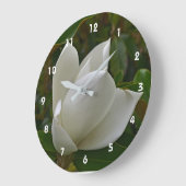Grande Horloge Ronde Fleur Clocl de magnolia (Angle)