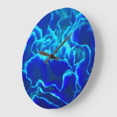Grande Horloge Ronde Fleur de carnation bleue et Turquoise (Angle)
