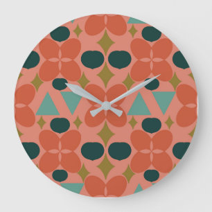 Grande Horloge Ronde Fleur de diamant de corail moderne du milieu du si
