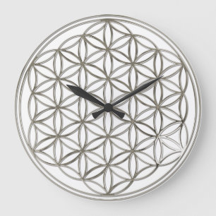 Grande Horloge Ronde FLEUR DE LA VIE - argent/DES Lebens de Blume