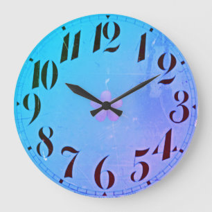 Grande Horloge Ronde Fleur de lavande bleue