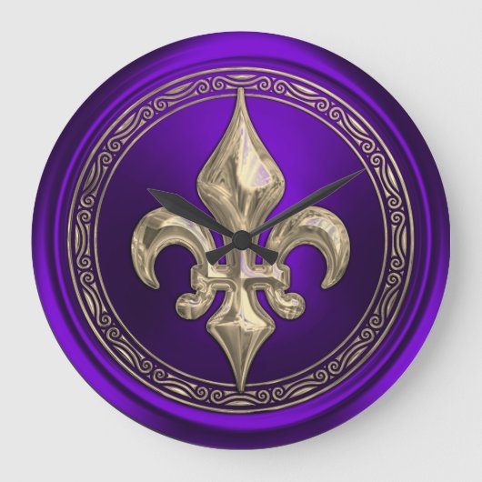 Grande Horloge Ronde Fleur de Lis violet et or (Recto)