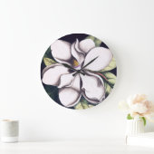 Grande Horloge Ronde Fleur de Magnolia (Maison)