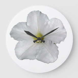 Grande Horloge Ronde Fleur de pétunia blanche décoration de Noël floral