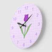 Grande Horloge Ronde Fleur de tulipe pourpre. (Angle)