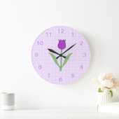 Grande Horloge Ronde Fleur de tulipe pourpre. (Maison)
