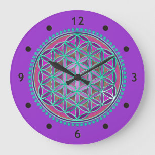 Grande Horloge Ronde Fleur de vie / Blume des Lebens - Bouton VI