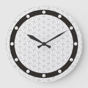Grande Horloge Ronde Fleur de vie / Blume des Lebens - motif d'argent