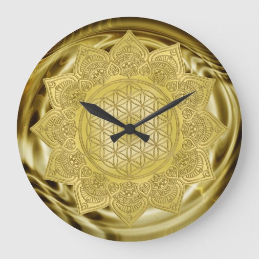 Grande Horloge Ronde Fleur De Vie - Indien Mandala 4 (Recto)
