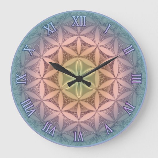 Grande Horloge Ronde Fleur de vie Mandala (Recto)