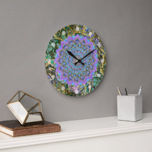 Grande Horloge Ronde Fleur De Vie - Mandala India Style 2