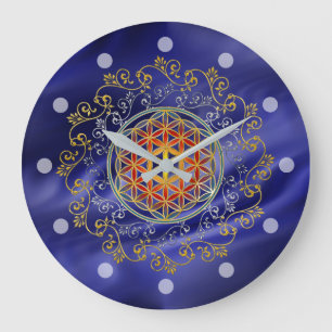 Grande Horloge Ronde Fleur De Vie - Ornements Vintages Mandala 1