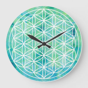 Grande Horloge Ronde Fleur d'horloge murale de la turquoise 1702815 de