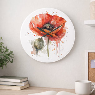 Grande Horloge Ronde Fleur Écarlate