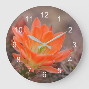 Grande Horloge Ronde Fleur en Orange