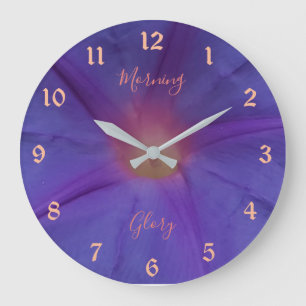 Grande Horloge Ronde Fleur et texte de gloire du matin ultra violet