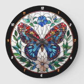 Grande Horloge Ronde Fleur intemporelle" - Papillon en verre tendu (Recto)