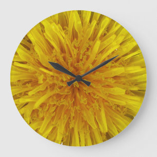 Grande Horloge Ronde Fleur jaune de pissenlit aucuns chiffres
