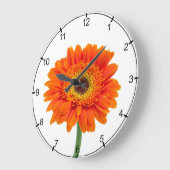 Grande Horloge Ronde Fleur orange de marguerite de Gerbera (Angle)
