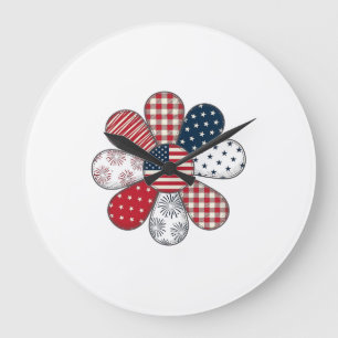 Grande Horloge Ronde Fleur Patriotique Vintage Vecteur Conception de Ch