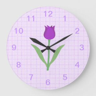 Grande Horloge Ronde Fleur pourpre de tulipe