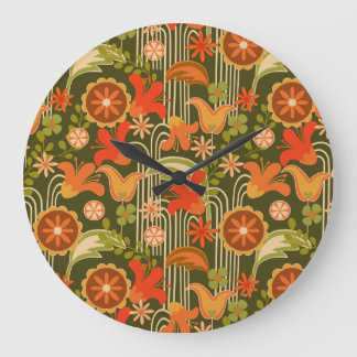 Grande Horloge Ronde Fleur rétro - 