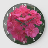 Grande Horloge Ronde Fleur rose de géranium (Recto)