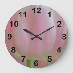 Grande Horloge Ronde Fleur rose de tulipe
