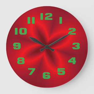 Grande Horloge Ronde Fleur rouge néon vibrant