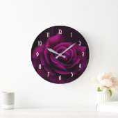 Grande Horloge Ronde Fleur rouge violet gothique (Maison)