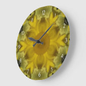Grande Horloge Ronde Fleur soleil éclate dorée (Angle)