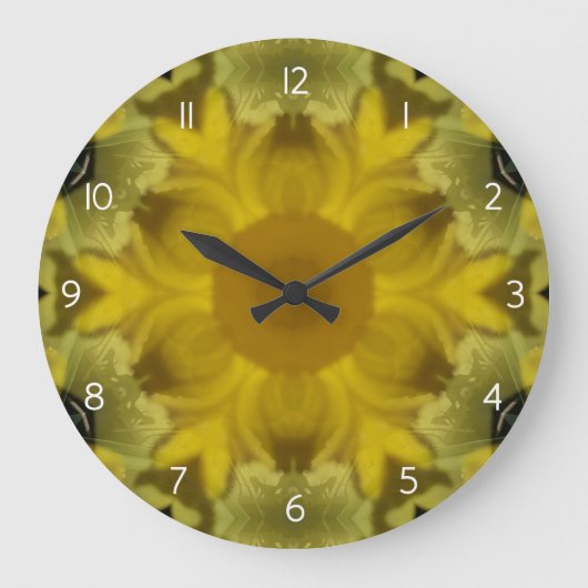 Grande Horloge Ronde Fleur soleil éclate dorée (Recto)