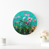 Grande Horloge Ronde Fleurs Abstraites (Maison)