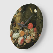 Grande Horloge Ronde Fleurs autour d'un buste classique (Angle)