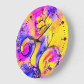 Grande Horloge Ronde FLEURS BLANCHES bleu rose (Angle)