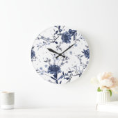 Grande Horloge Ronde Fleurs bleues (Maison)