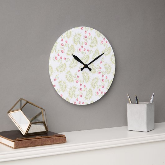 Grande Horloge Ronde Fleurs cactus (Bureau)