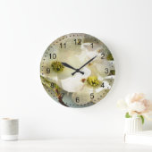Grande Horloge Ronde Fleurs de bois de chien blanc (Maison)