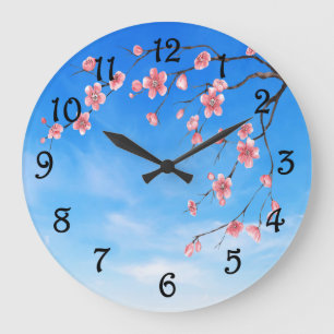 Grande Horloge Ronde Fleurs de cerisiers
