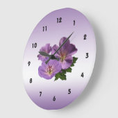Grande Horloge Ronde Fleurs de géranium violet (Angle)