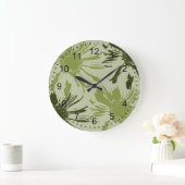 Grande Horloge Ronde Fleurs de Gerbera verte de chaux (Maison)
