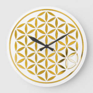 Grande Horloge Ronde FLEURS DE LA VIE - timbre - or / Blume des Lebens