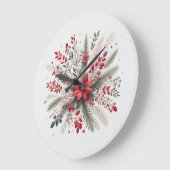 Grande Horloge Ronde Fleurs de Noël (Angle)
