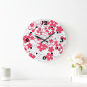 Grande Horloge Ronde Fleurs de papier rouge et blanc (Maison)