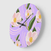 Grande Horloge Ronde Fleurs de printemps  (Angle)