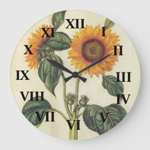 Grande Horloge Ronde Fleurs de soleil
